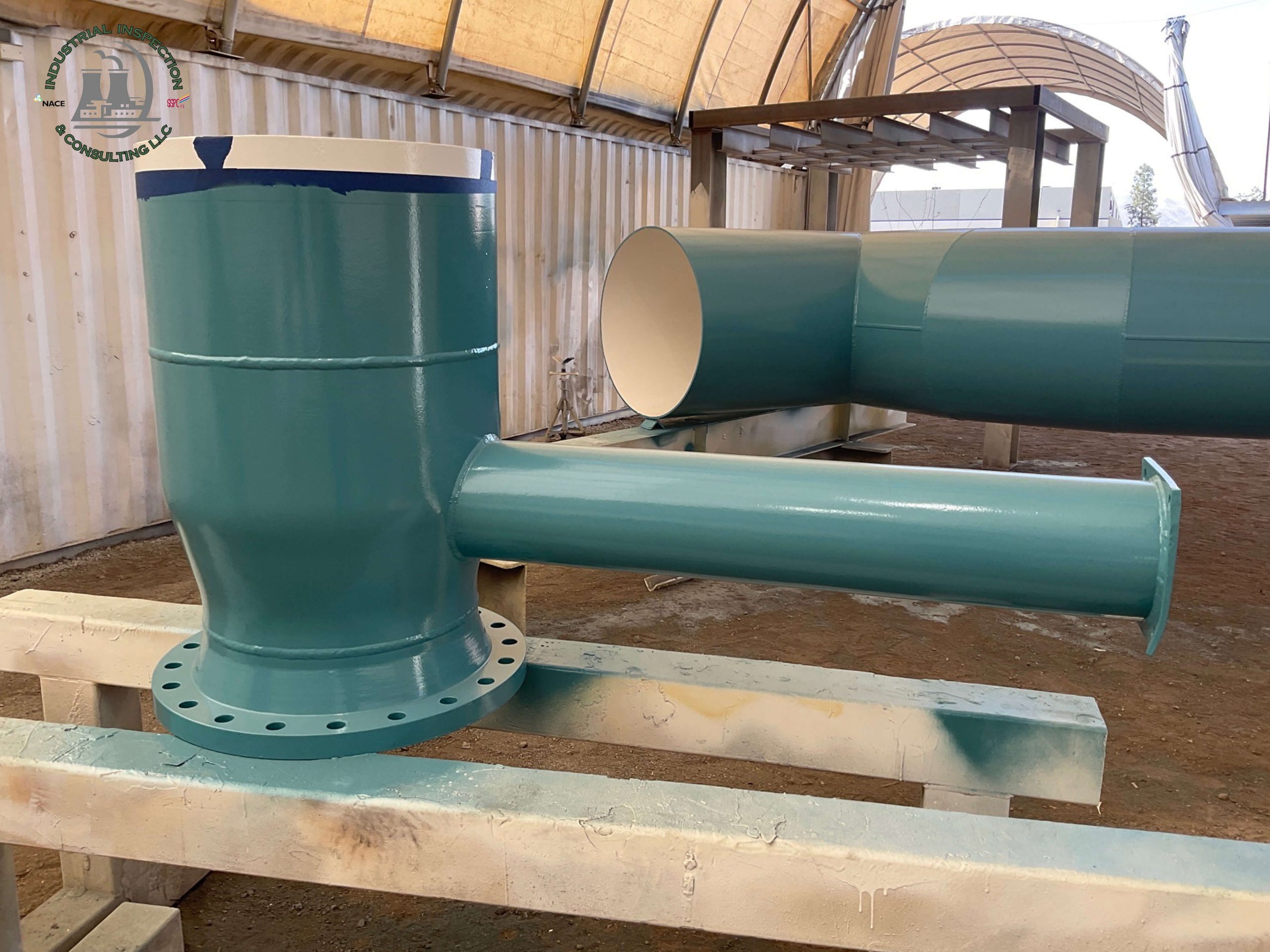 Blue color coating on pipes