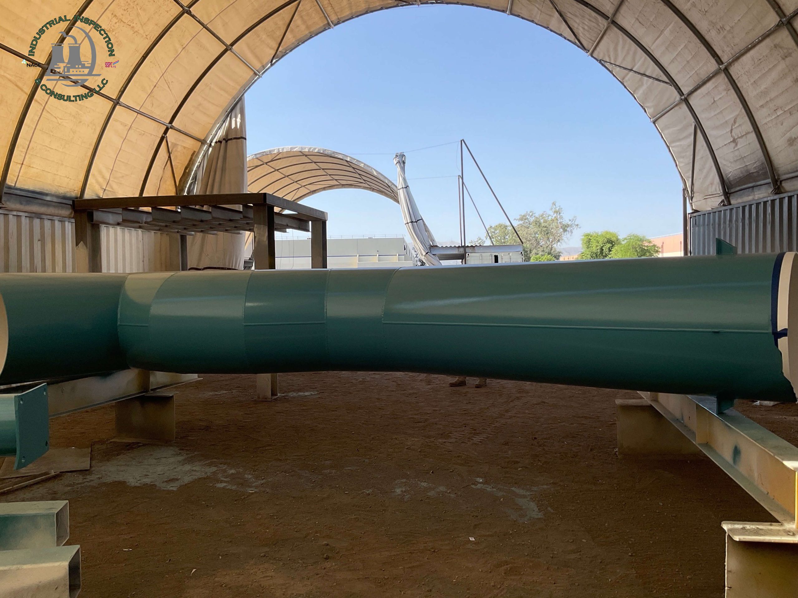 Blue coating on piping system of exterior clarifier components