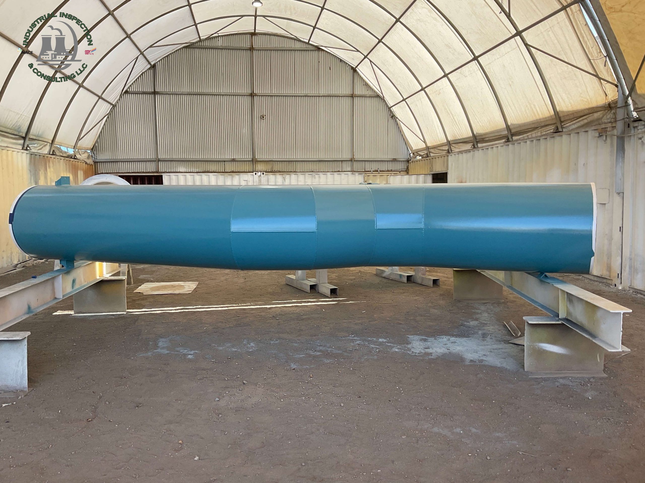 Blue color coating on pipes system